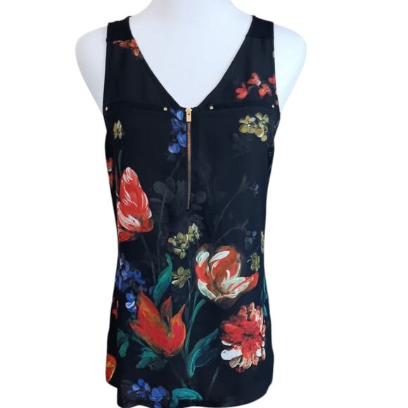 EXPRESS Artsy Floral Dyed Printed (Looks Painted) Top Blouse S Cottage‎ Romantic - Picture 1 of 9